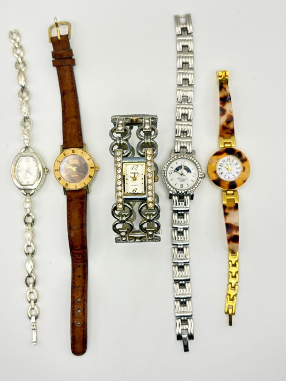Lot of 5 Vintage Women's Quartz Wristwatches Gruen Brittania Xanadu Working